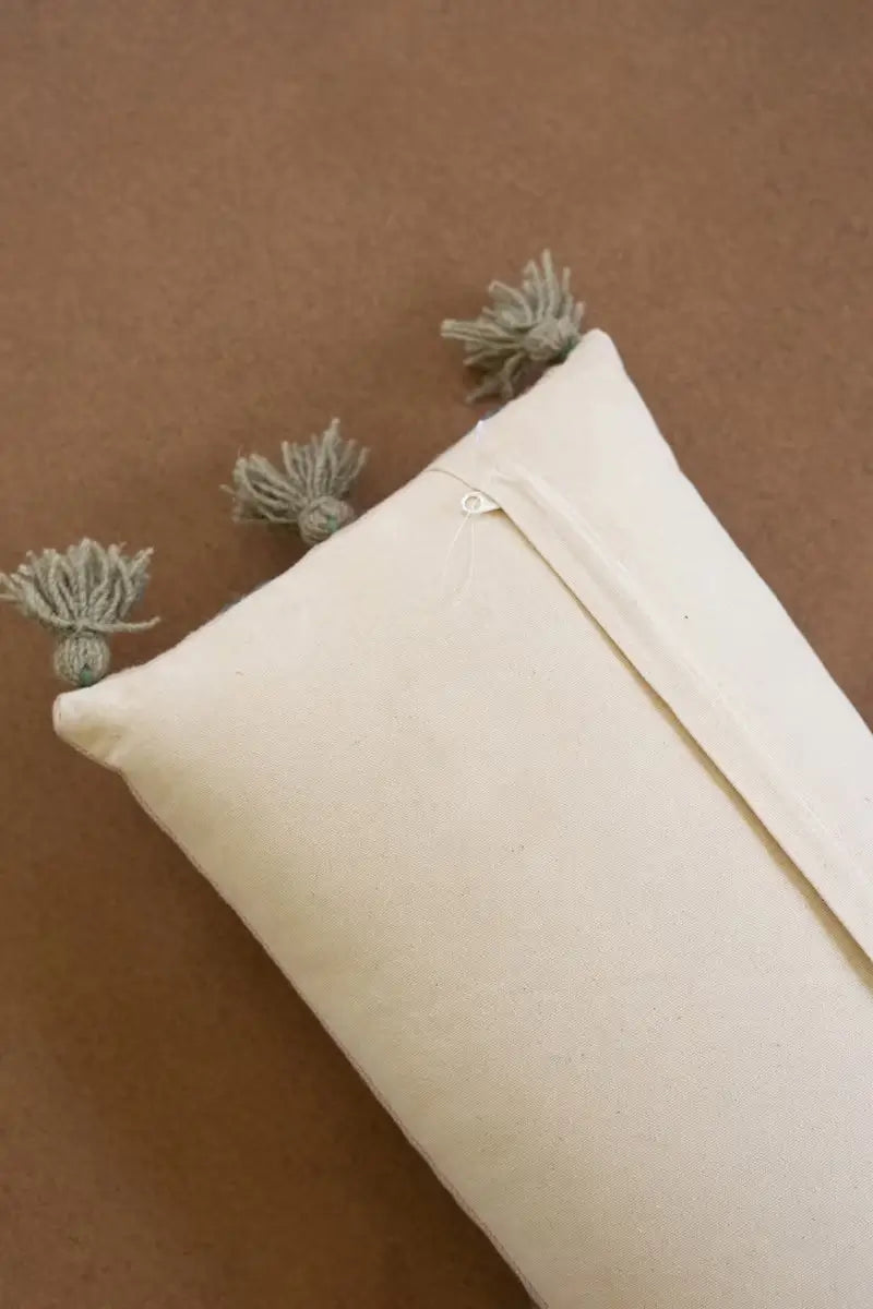 Embroidered Lumbar Pillow With Tassels