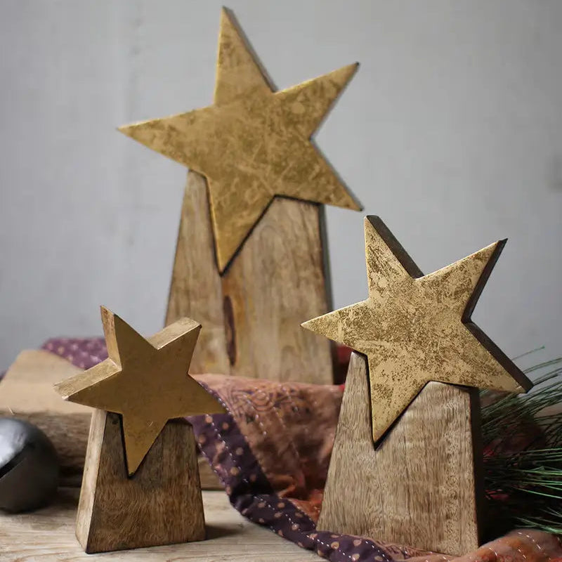 Wooden Star With Base Set