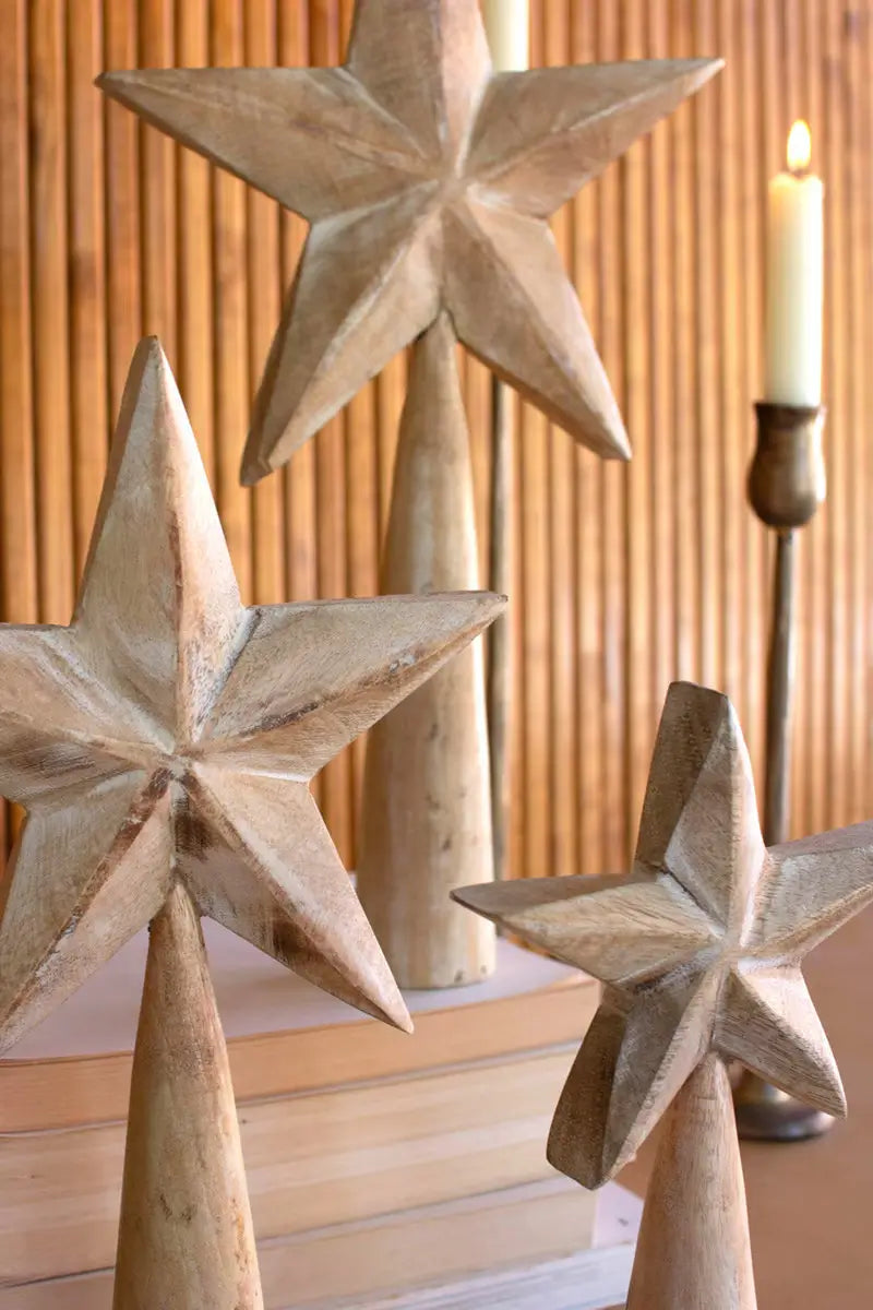 Whitewash Wooden Table Top Star Set