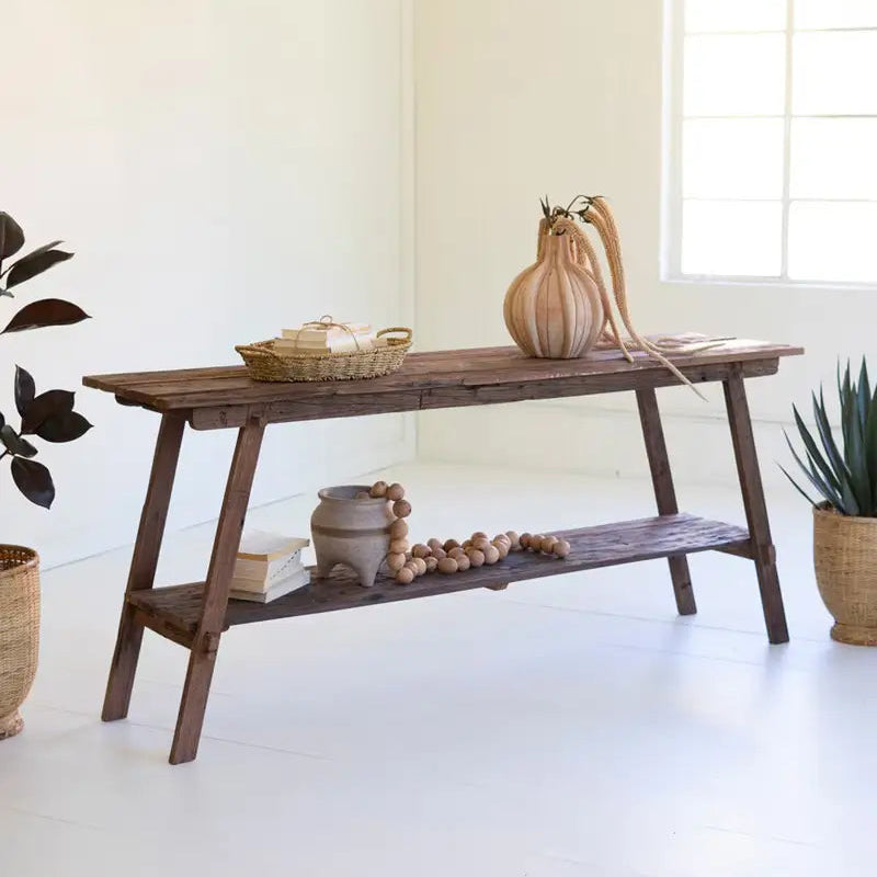 Reclaimed Wood Lower Shelf Console