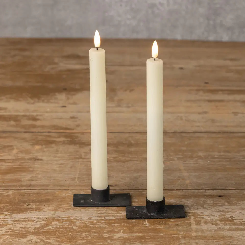 Moving Flame Cream Shimmer Taper Candle