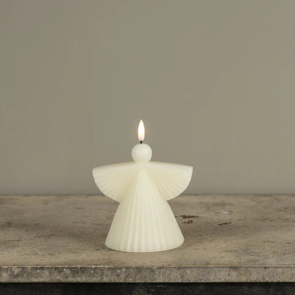 Cream Angel 3D Flame Candle