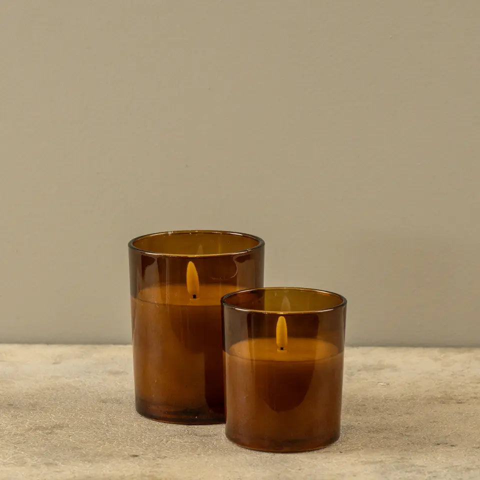 Amber Thick Glass 3D Flame Candle