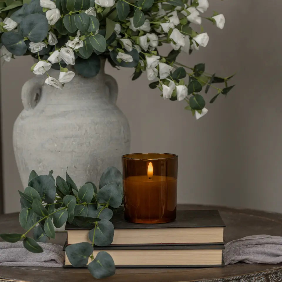 Amber Thick Glass 3D Flame Candle
