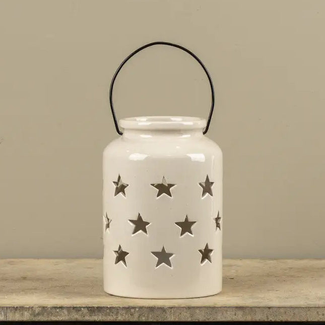 Star Cut Out Ceramic Lantern