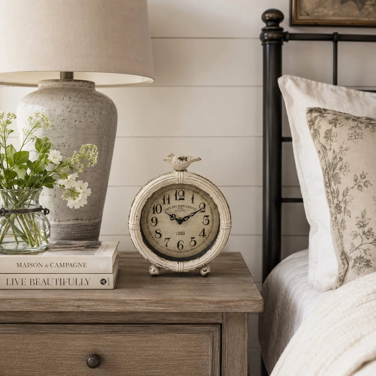 Vintage Bird Accent Table Clock