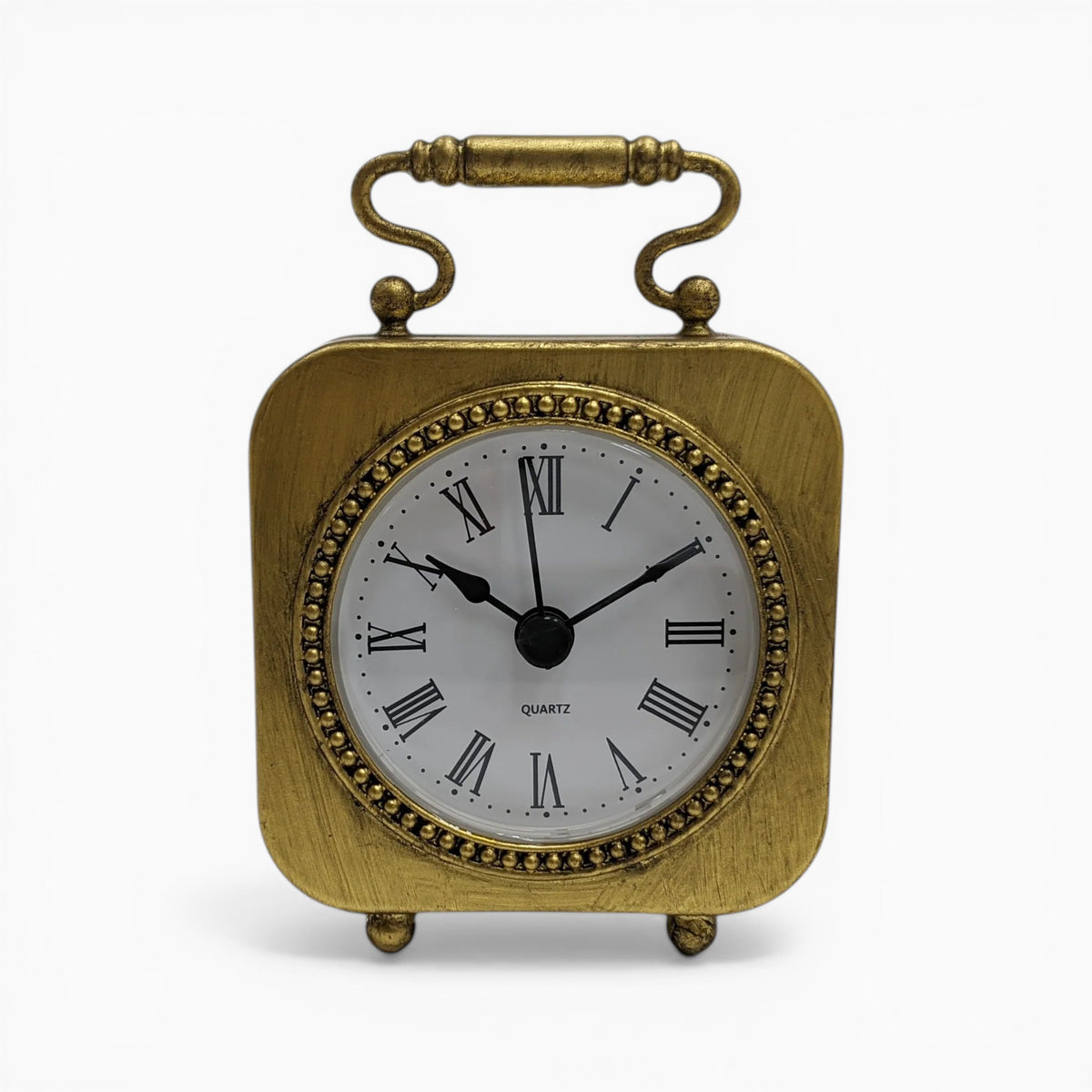 Vintage Brass Beaded Table Clock