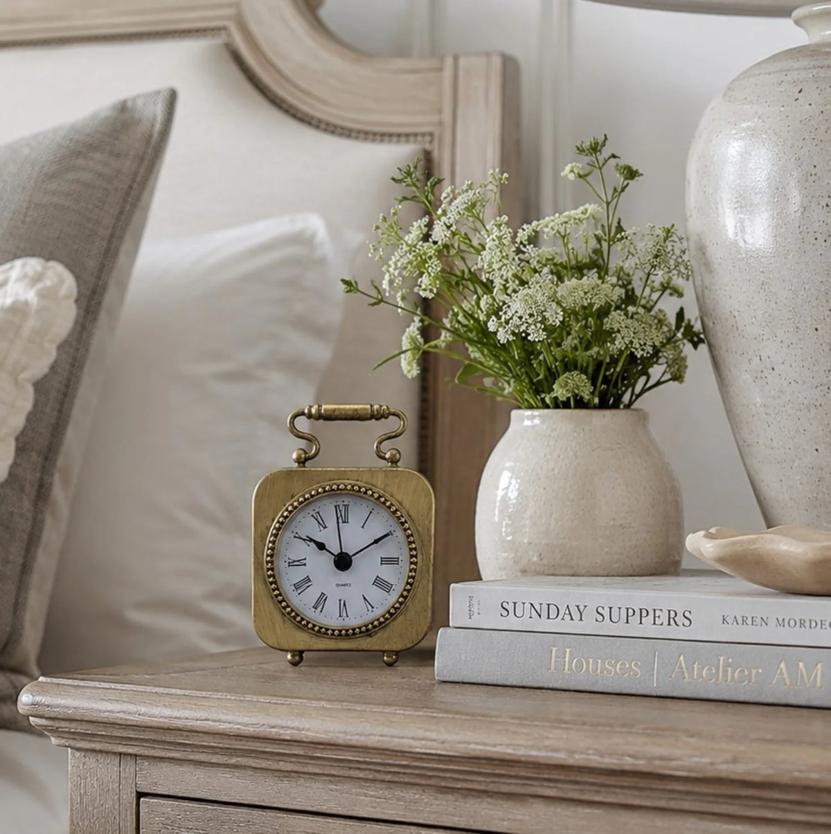 Vintage Brass Beaded Table Clock