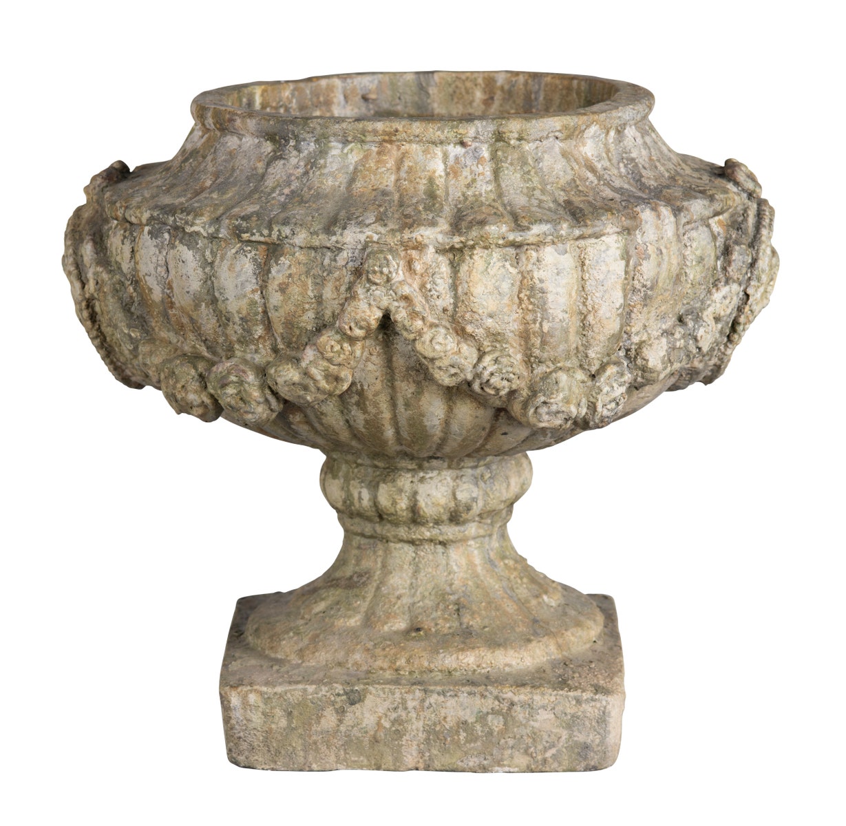 Aged Classic Urn With Garland
