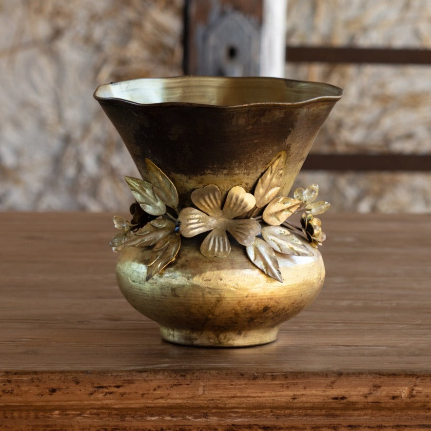 Antiqued Gold Jeweled Garland Vase