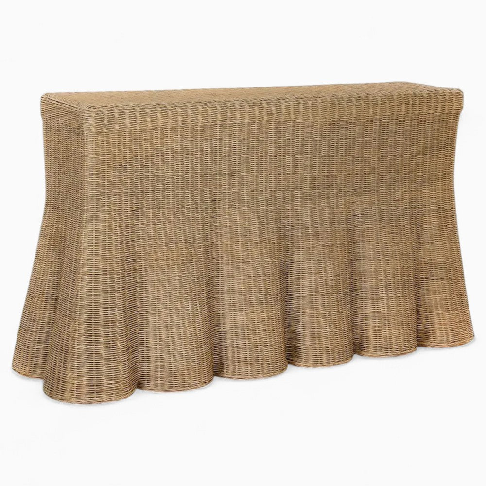 Skirted Rattan Console
