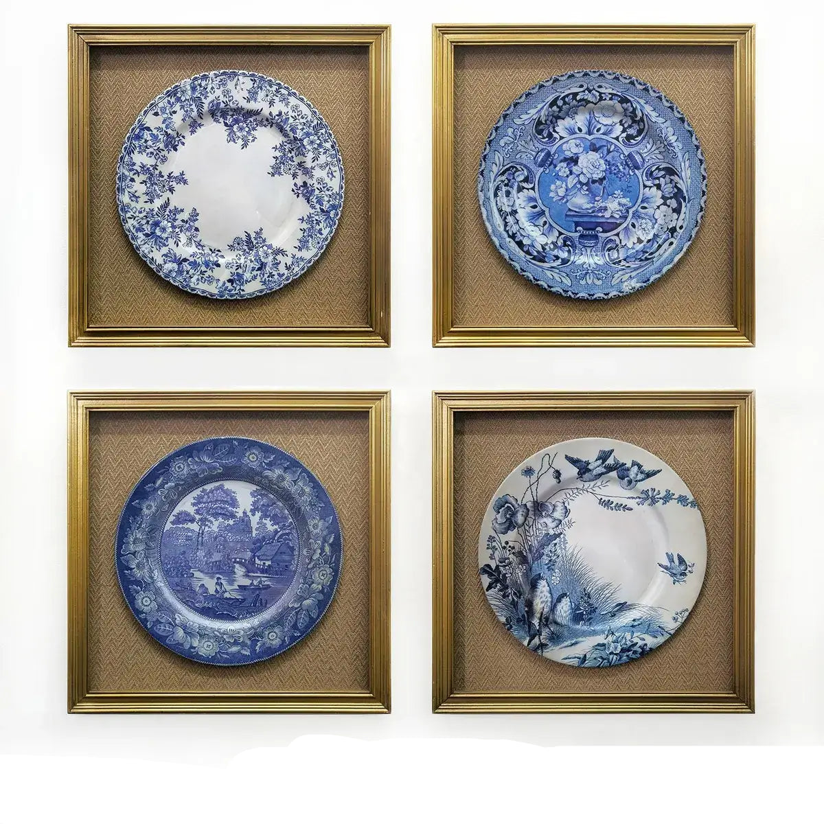 Collected Blue & White Framed Plate Set