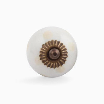 Pale Yellow Polka Dots Ceramic Knob