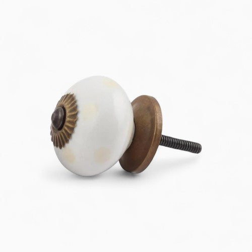 Pale Yellow Polka Dots Ceramic Knob