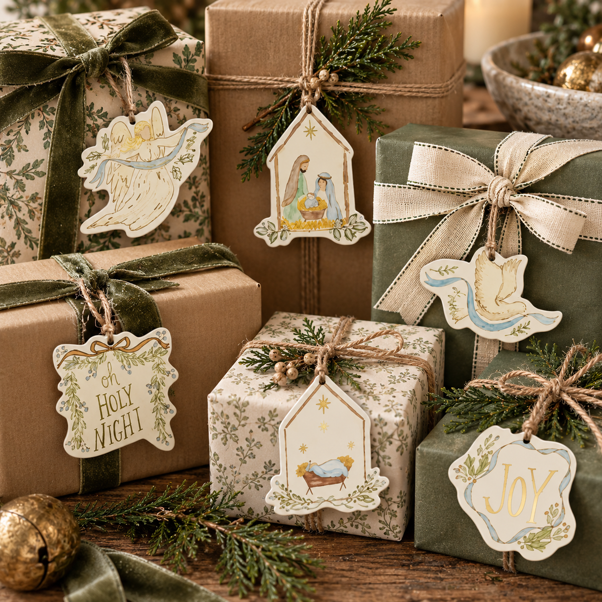 Paper Holiday Icon Ornament & Gift Tag Set