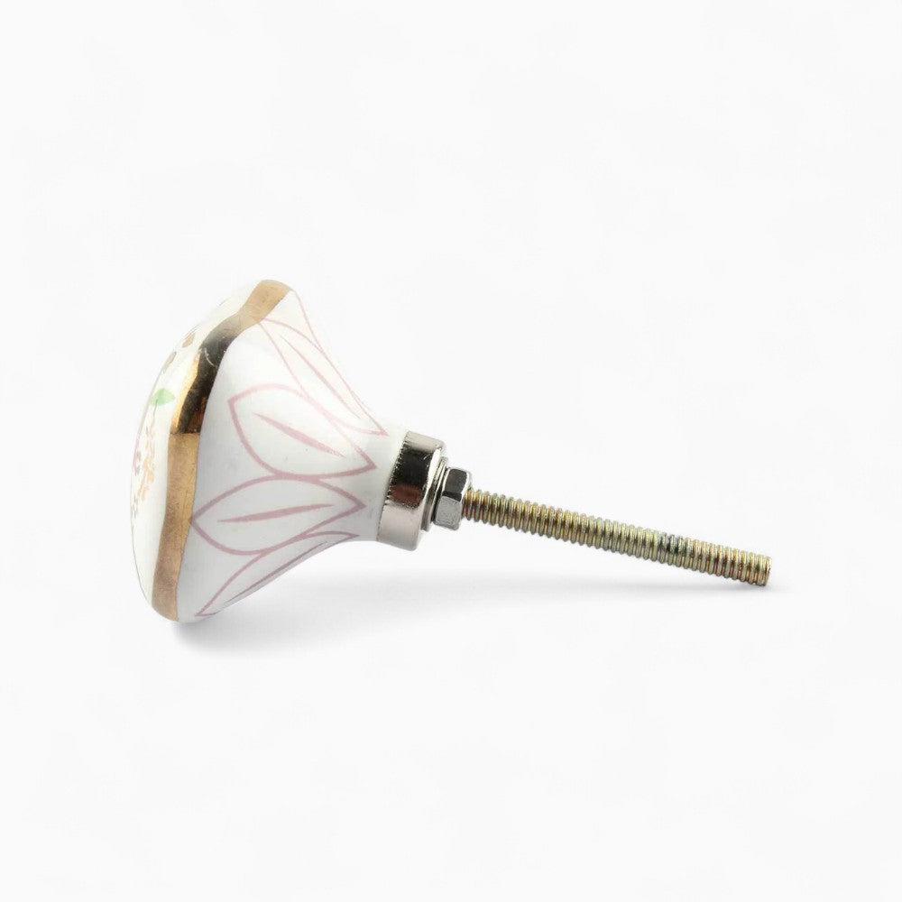 Pink & Gold Floral Square Knob