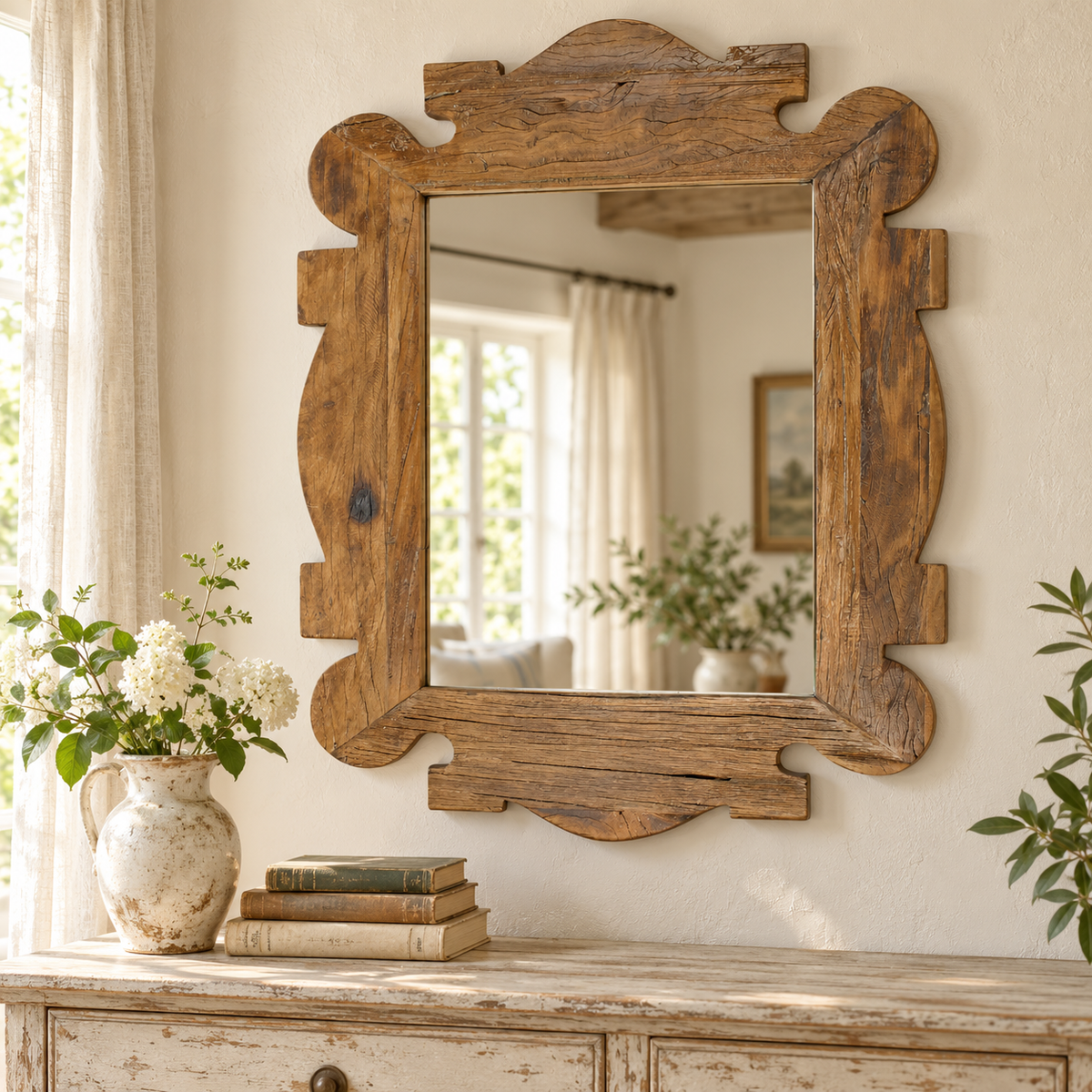 Wood Framed Artistic Mirror