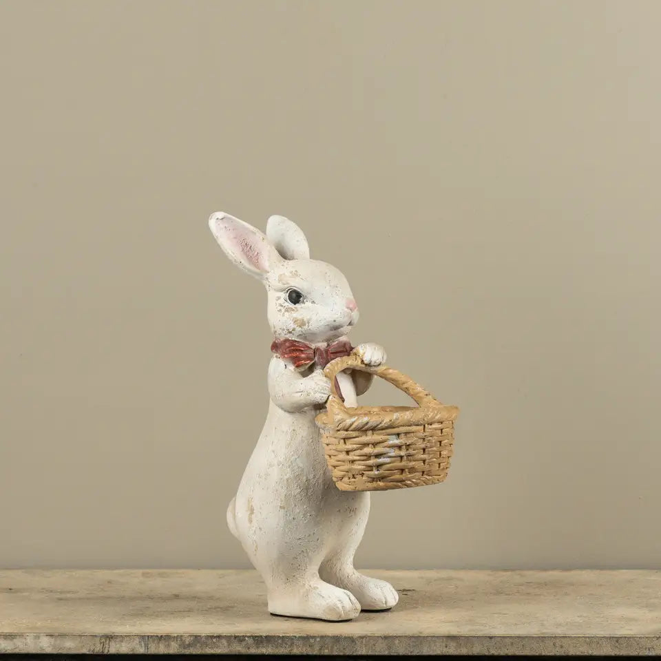 Textured Bunny With Bow & Basket