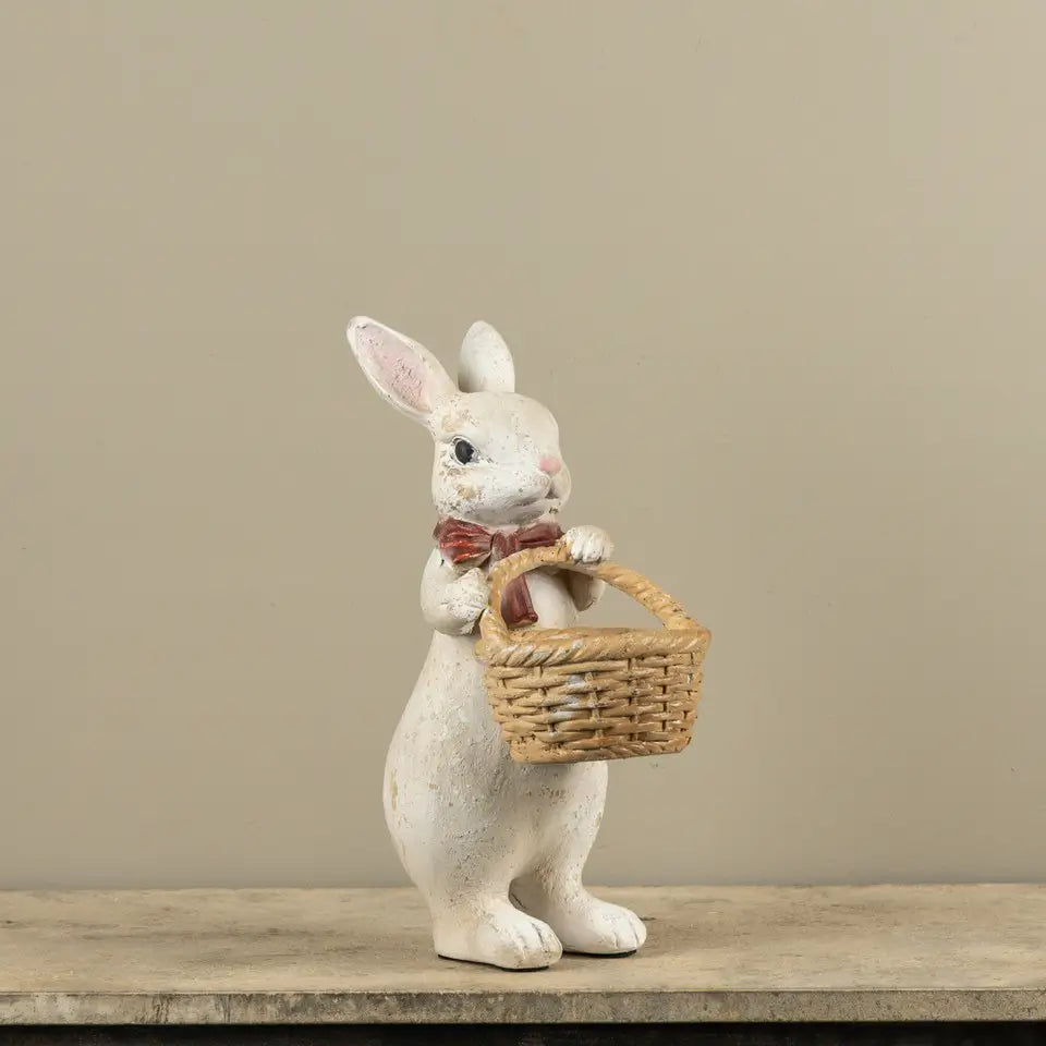 Textured Bunny With Bow & Basket