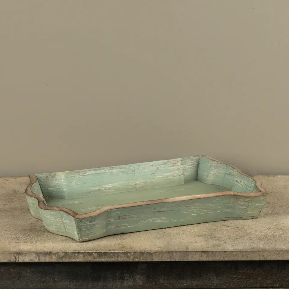 Aged Green Wooden Tray