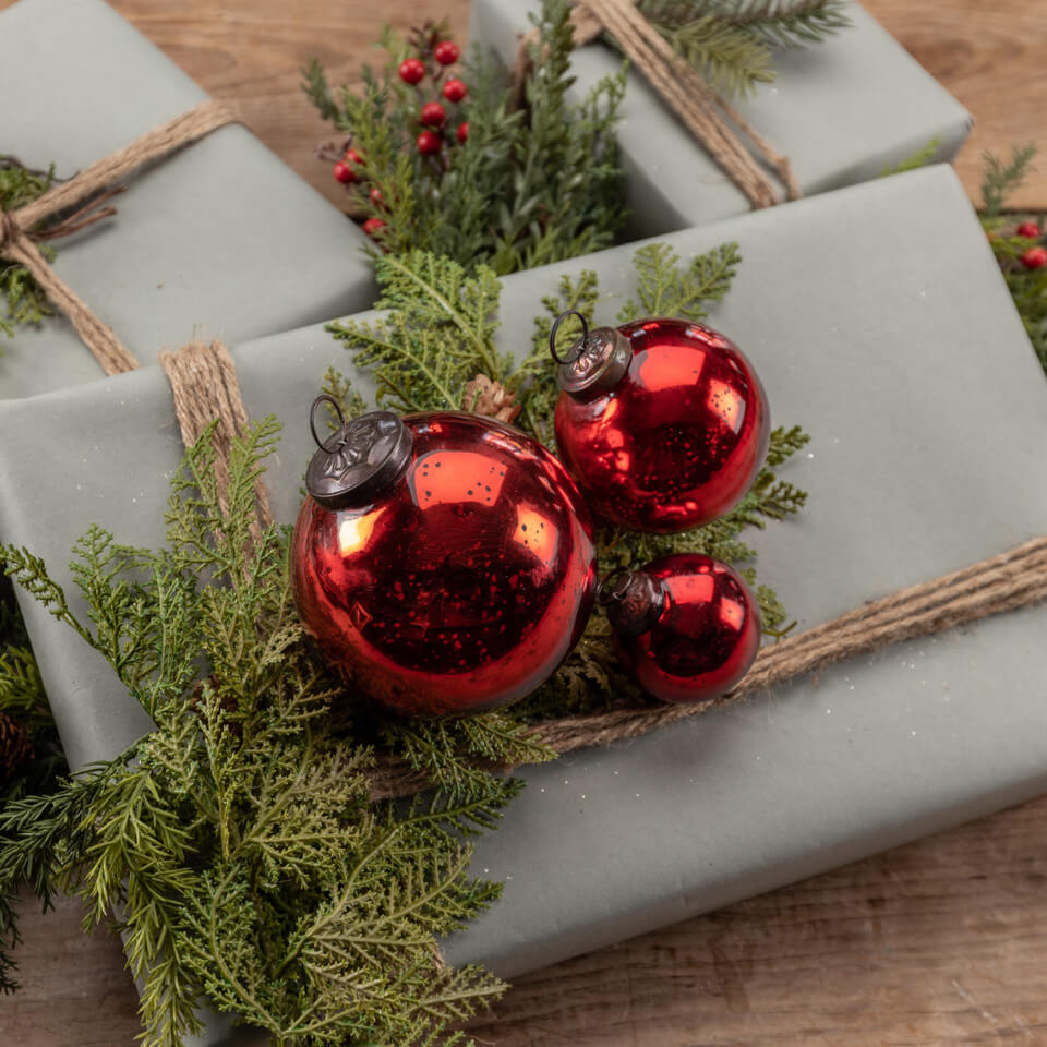 Red Mercury Glass Ball Ornament