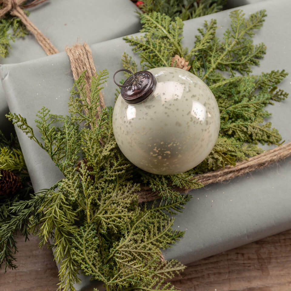 Mercury Glass Ball Ornament White
