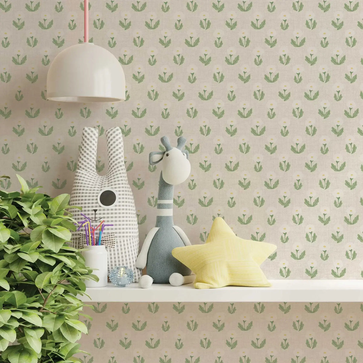 Dandelion Block Print Peel & Stick Wallpaper
