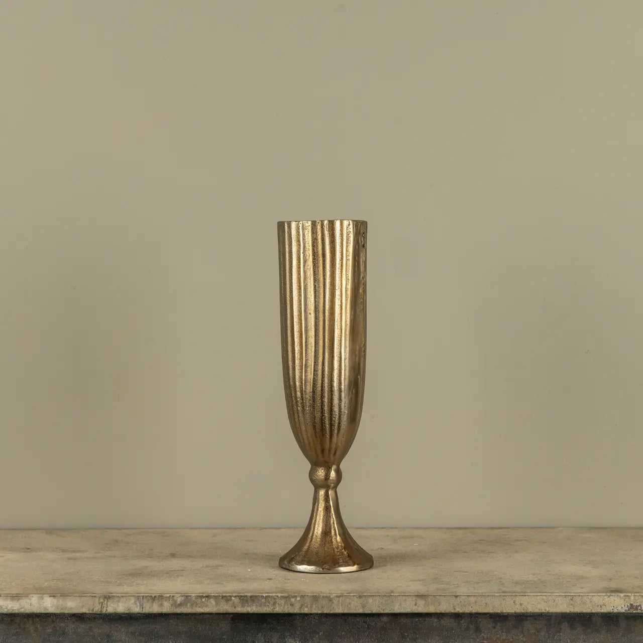Gold Ribbed Vase