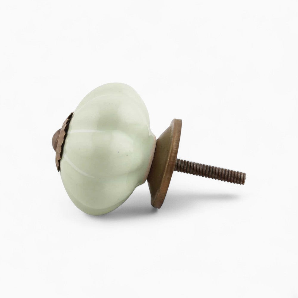 Sage Green Ceramic Melon Knob