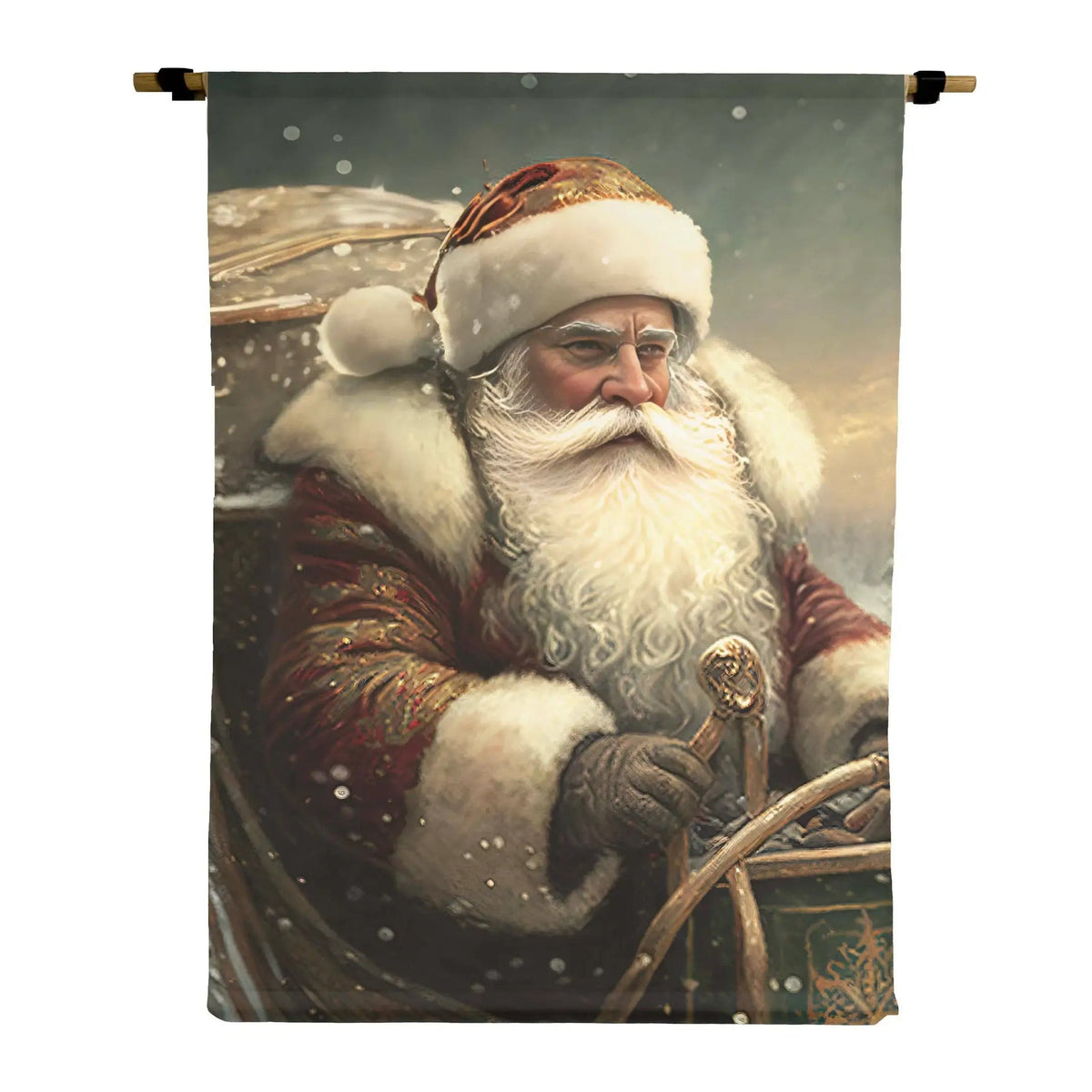 Old World Vintage Santa In Sleigh Scroll