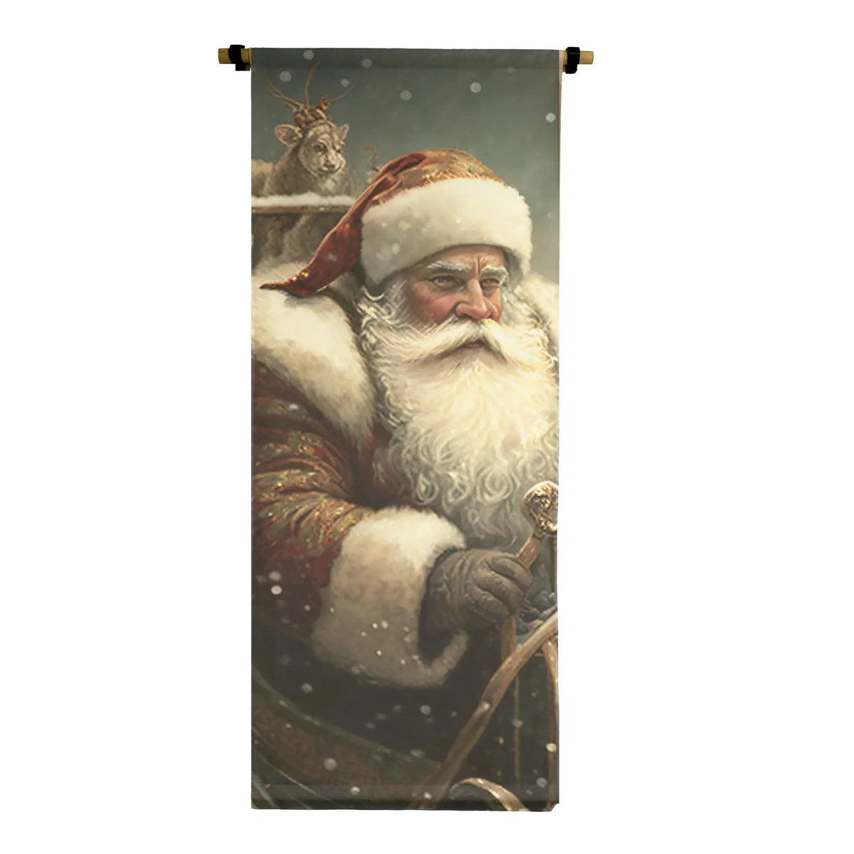 Old World Vintage Santa In Sleigh Scroll