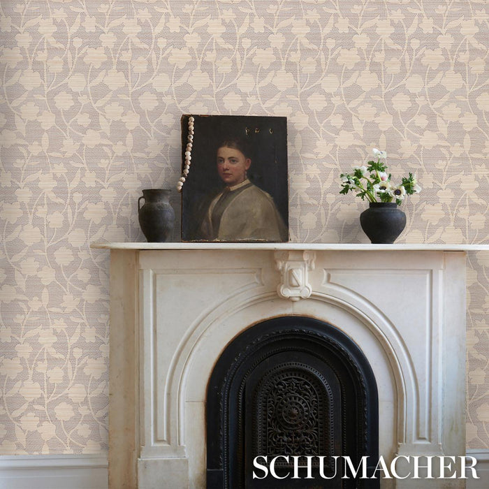 Schumacher Kantha Embroidered Flower Sisal Wallpaper | A Cottage in the ...