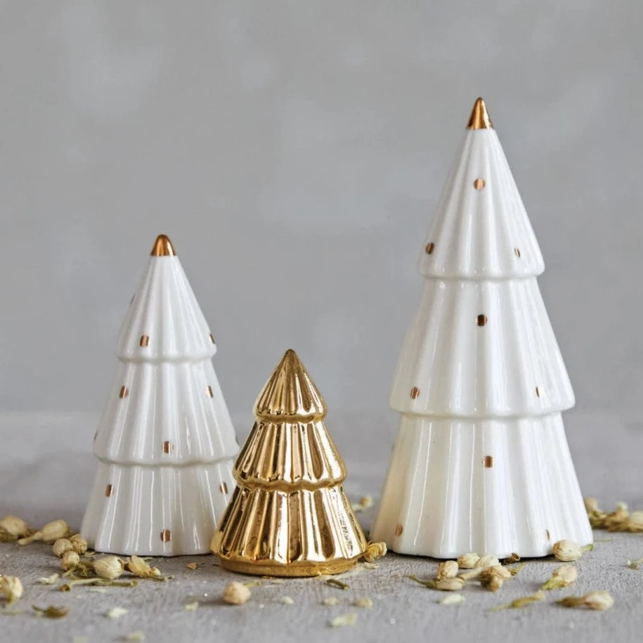 Stoneware Tree With Gold Electroplating