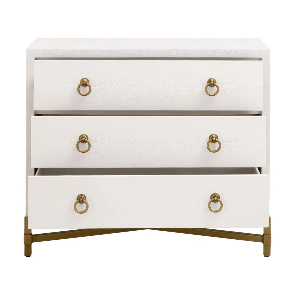 Strand White Shagreen Three Drawer Nightstand
