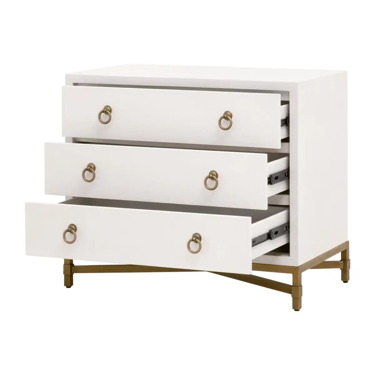 Strand White Shagreen Three Drawer Nightstand