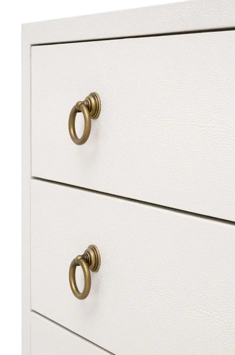 Strand White Shagreen Three Drawer Nightstand