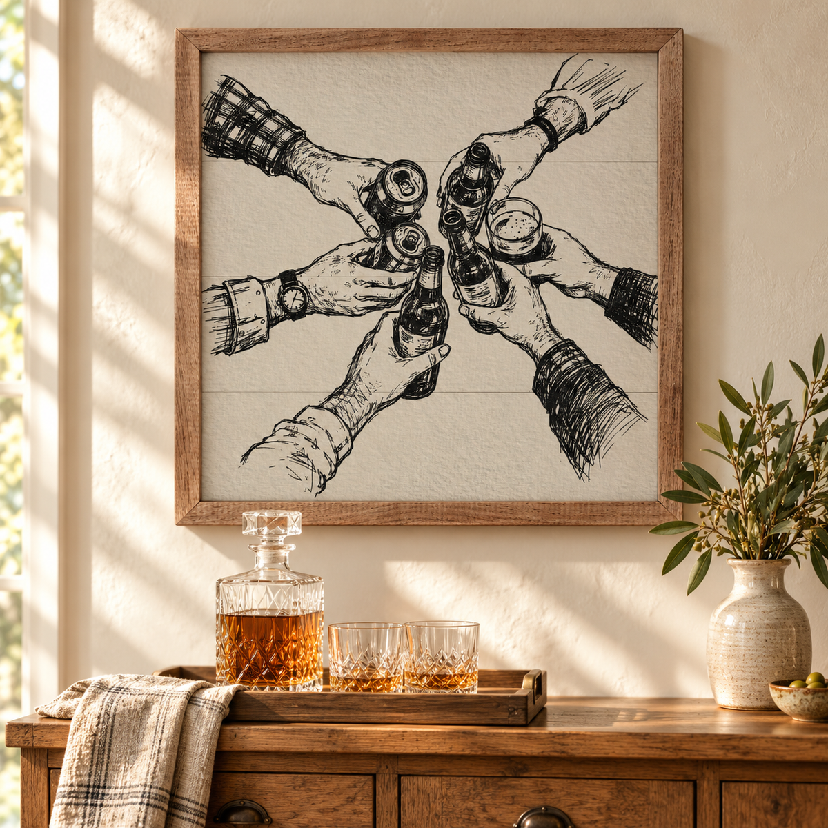 A Toast Among Friends Wood Framed Print