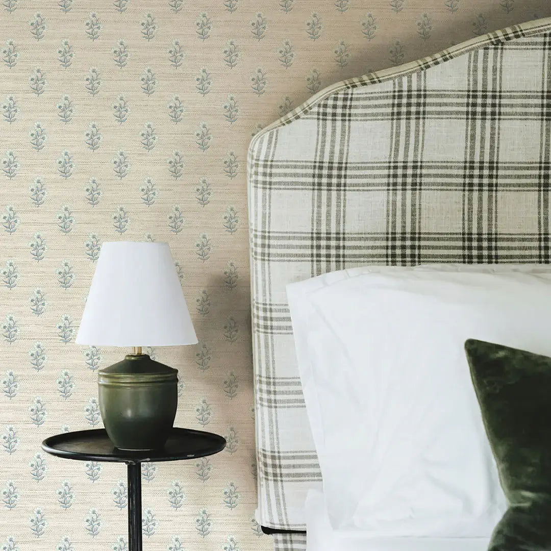 Tiny Blooms Faux Grasscloth Peel & Stick Wallpaper