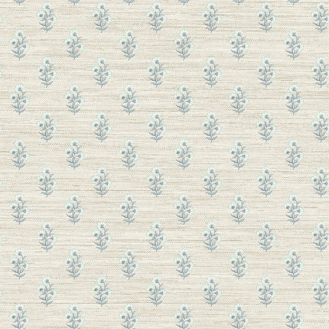 Tiny Blooms Faux Grasscloth Peel & Stick Wallpaper