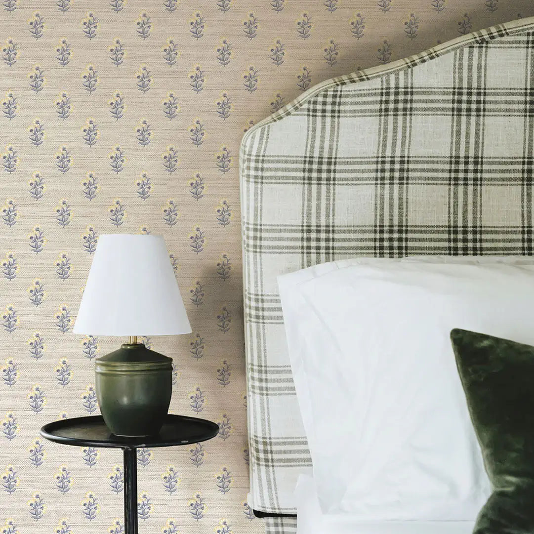 Tiny Blooms Faux Grasscloth Peel & Stick Wallpaper