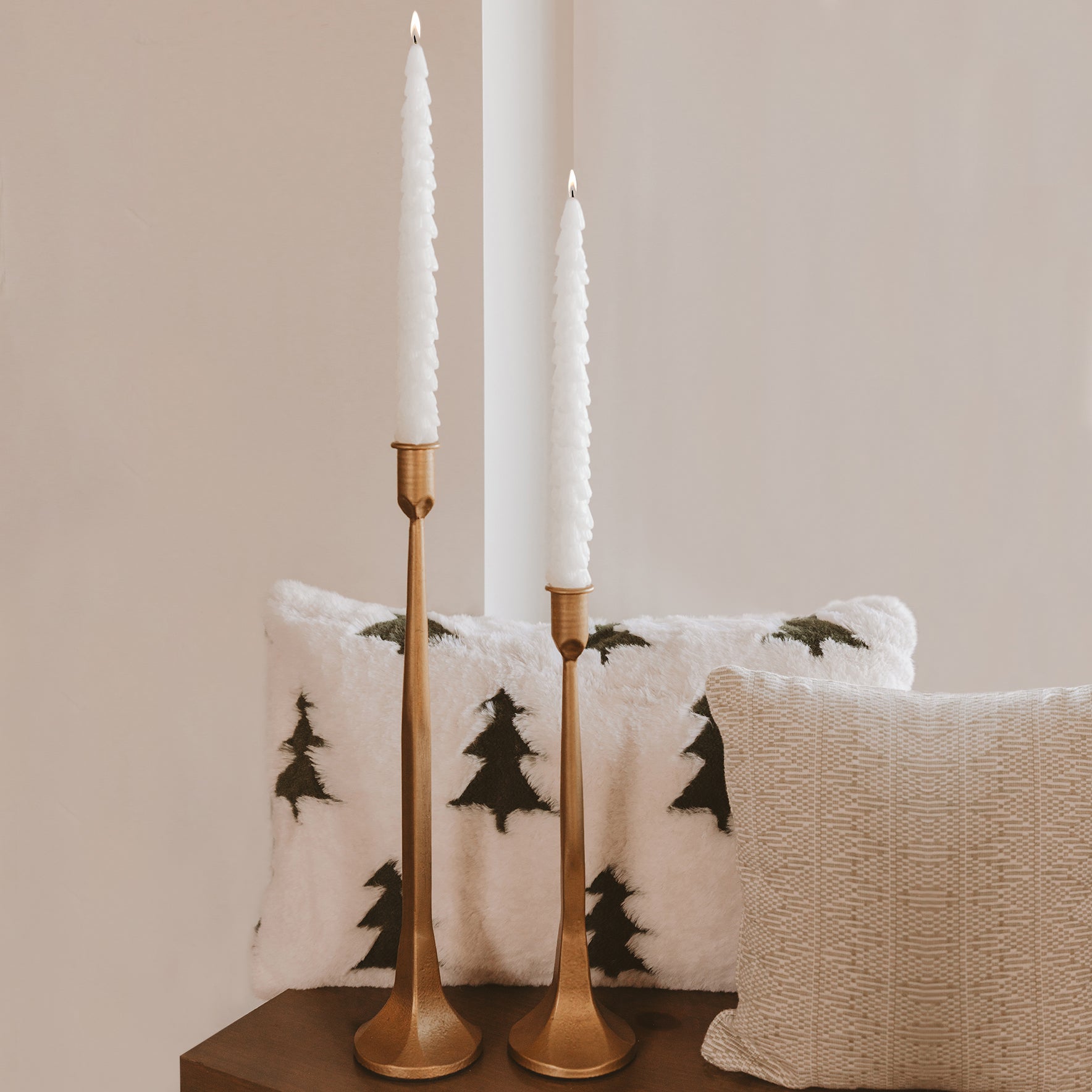 Cream Tree Taper Candle Set