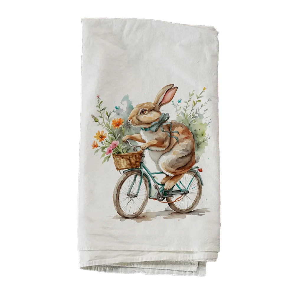 Bunny Flower Delivery Dishtowel