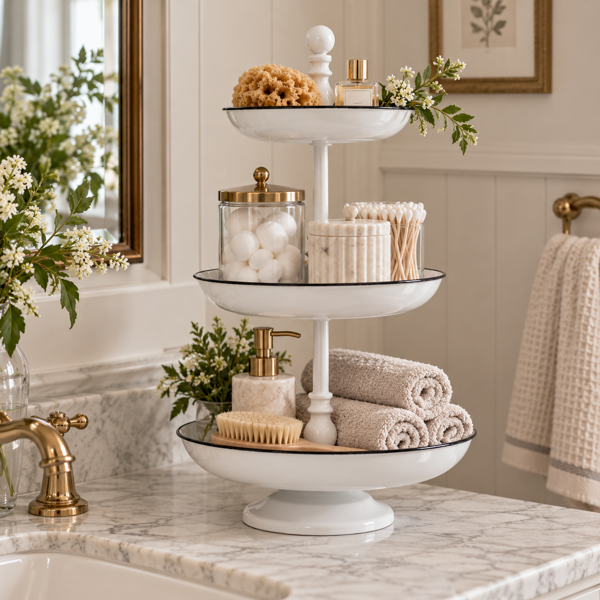 Three Tiered Enamelware Server