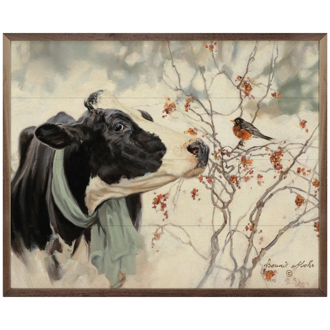 Winter Robin Wood Framed Print