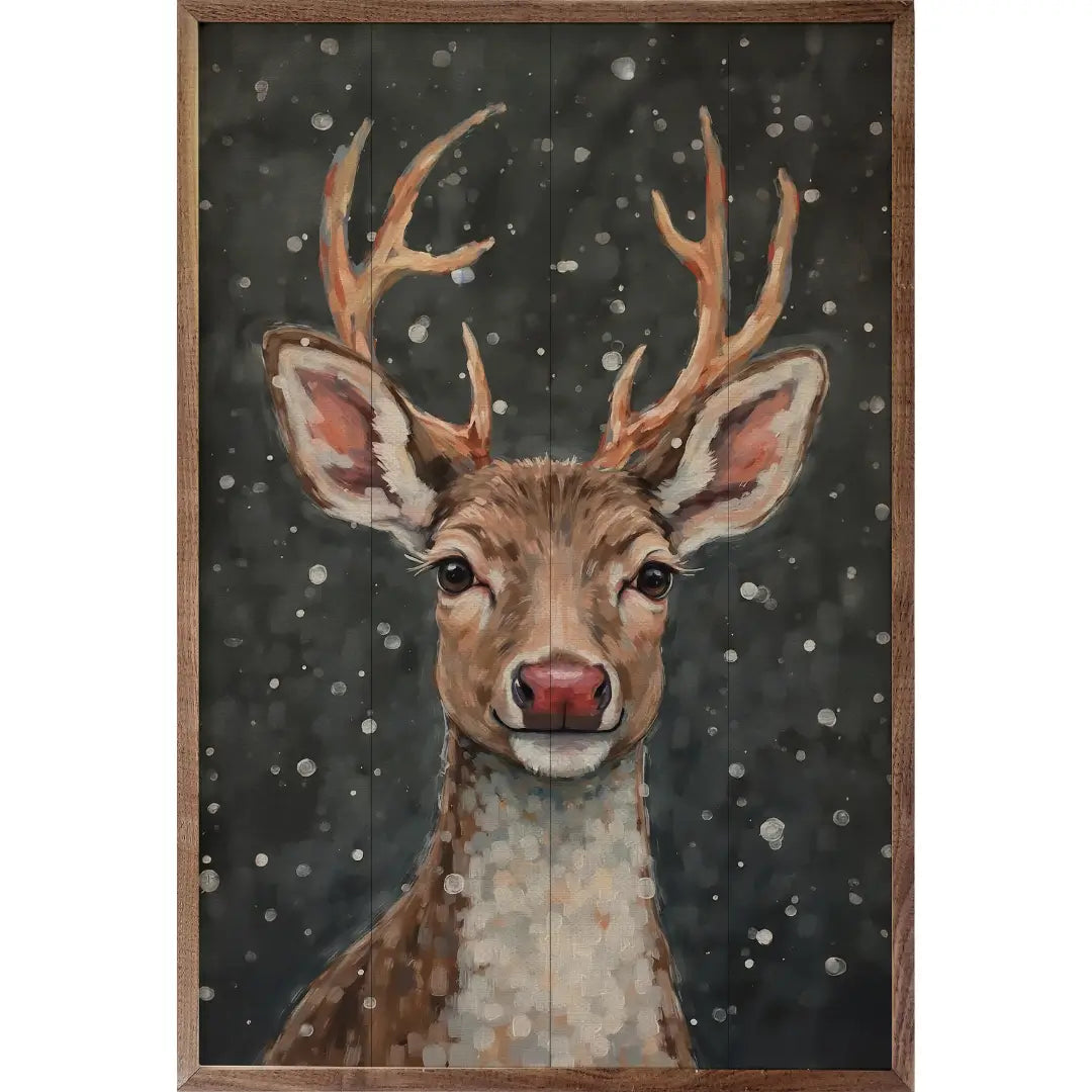 Reindeer Wood Framed Print