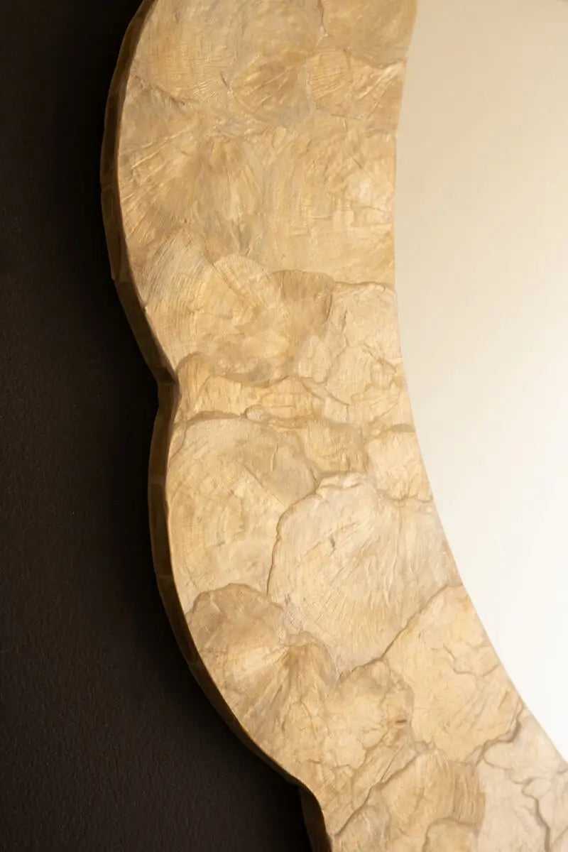 Scalloped Round Layered Capiz Shell Mirror
