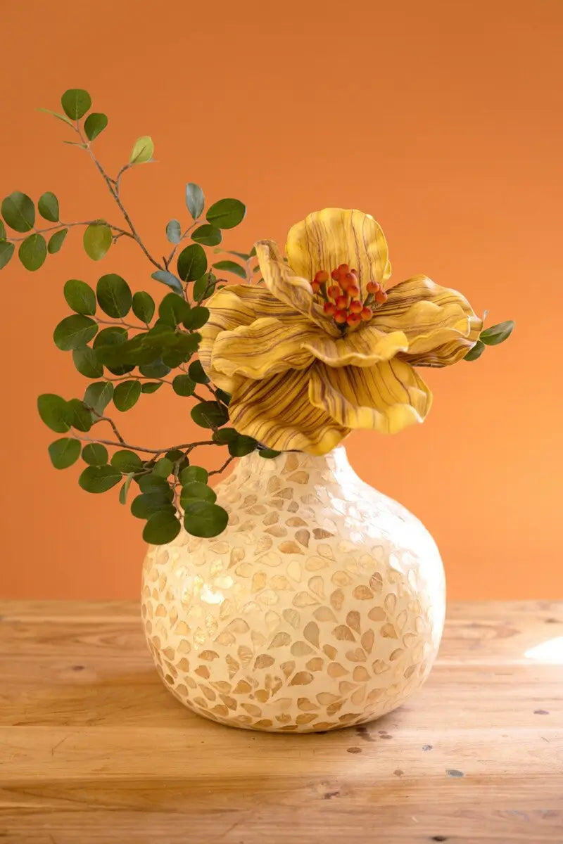 Spun Bamboo & Neutral Capiz Shell Vase