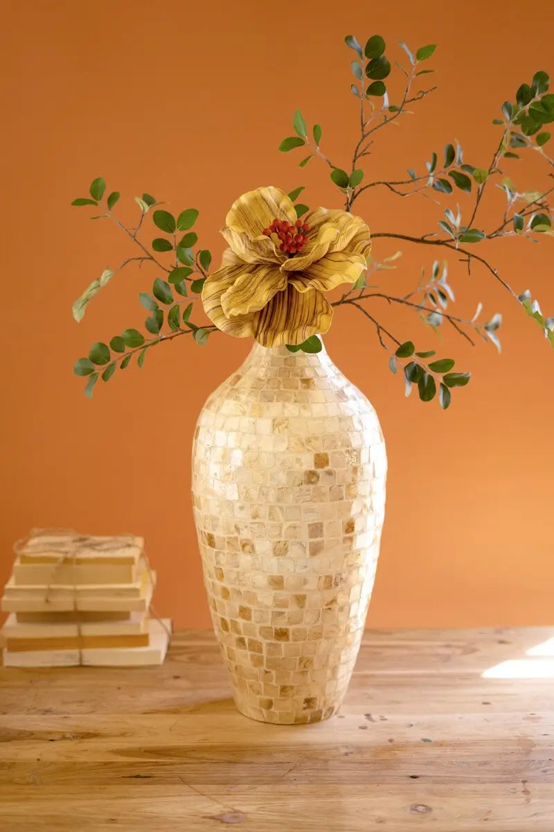 Spun Bamboo & Neutral Capiz Shell Vase