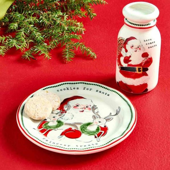 Vintage Santa Milk & Cookies Set
