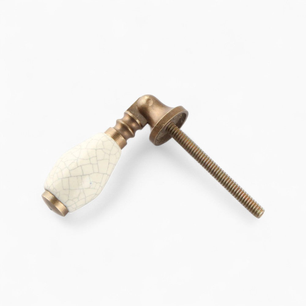 Vintage White Crackle Drop Knob